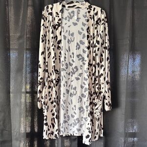 Tickled Teal Leopard Print Cardigan - Black and Cream